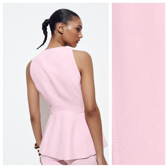 NWT. Zara Pink Viscose Blend Peplum Vest. Size L. - Picture 4 of 13